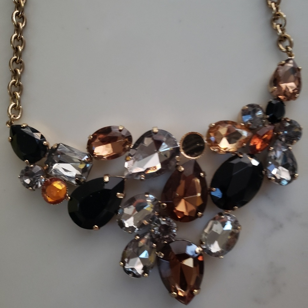Crystal bib statement necklace